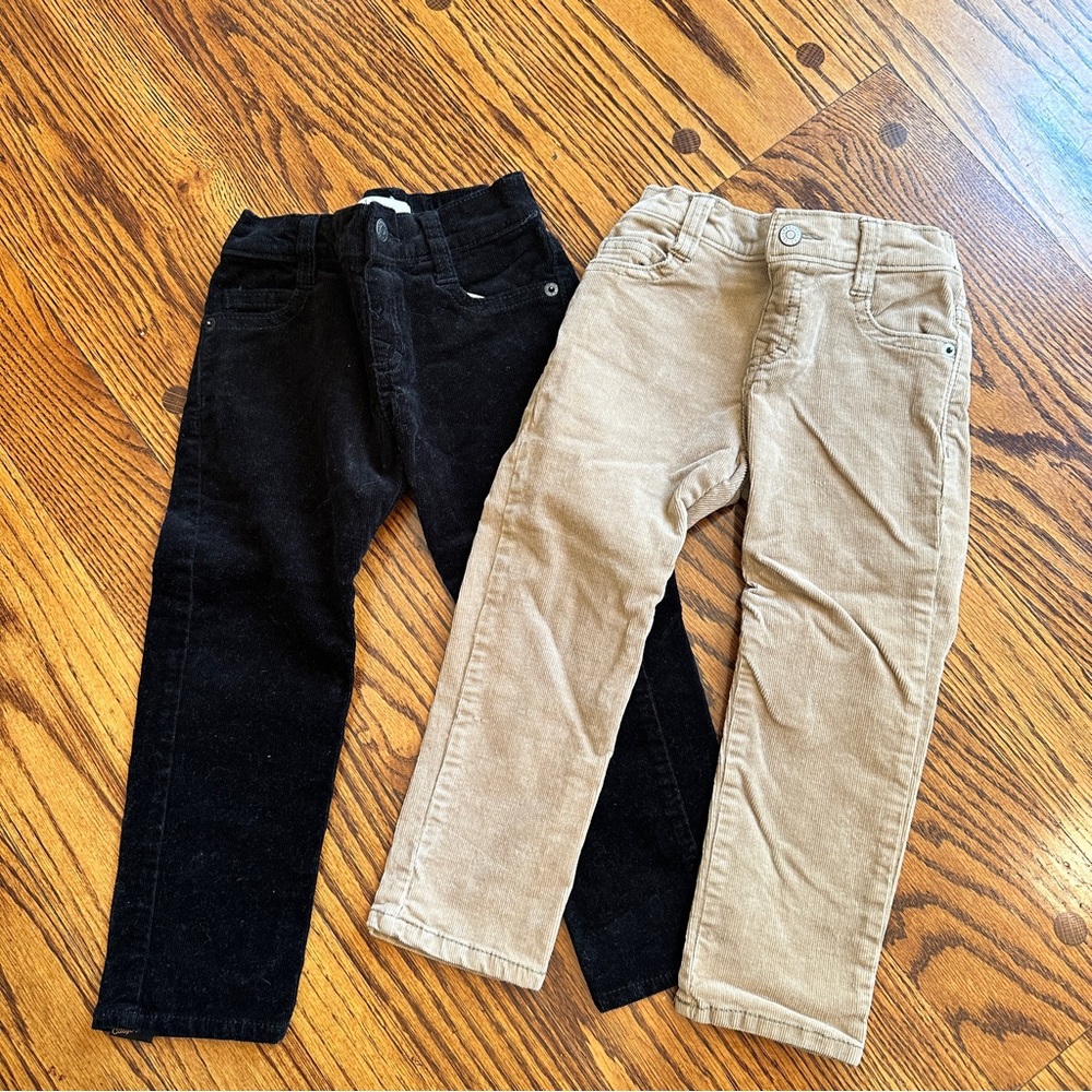 Gymboree Skinny Cords (2) Pairs Black & Khaki. Size 3T